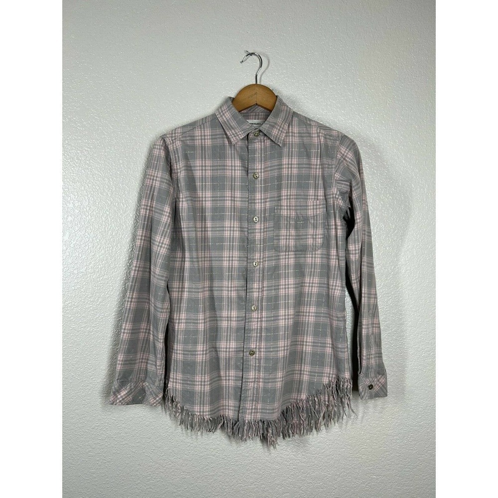 Current Elliott Prep School Plaid Shirt Fringe Hem